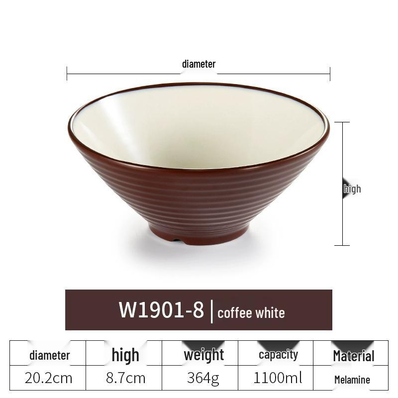 Net Celebrity Melamine Ramen Bowl: Two-Tone Creative Design, Large, Ideal for Mala Tang and Rice Noodles