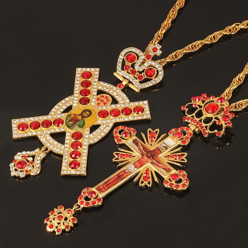 Multipurpose Crosses Necklace Pendant with Elegant Designs Unisex Fashion Accessory Jewelry with Adjustable Length Chain