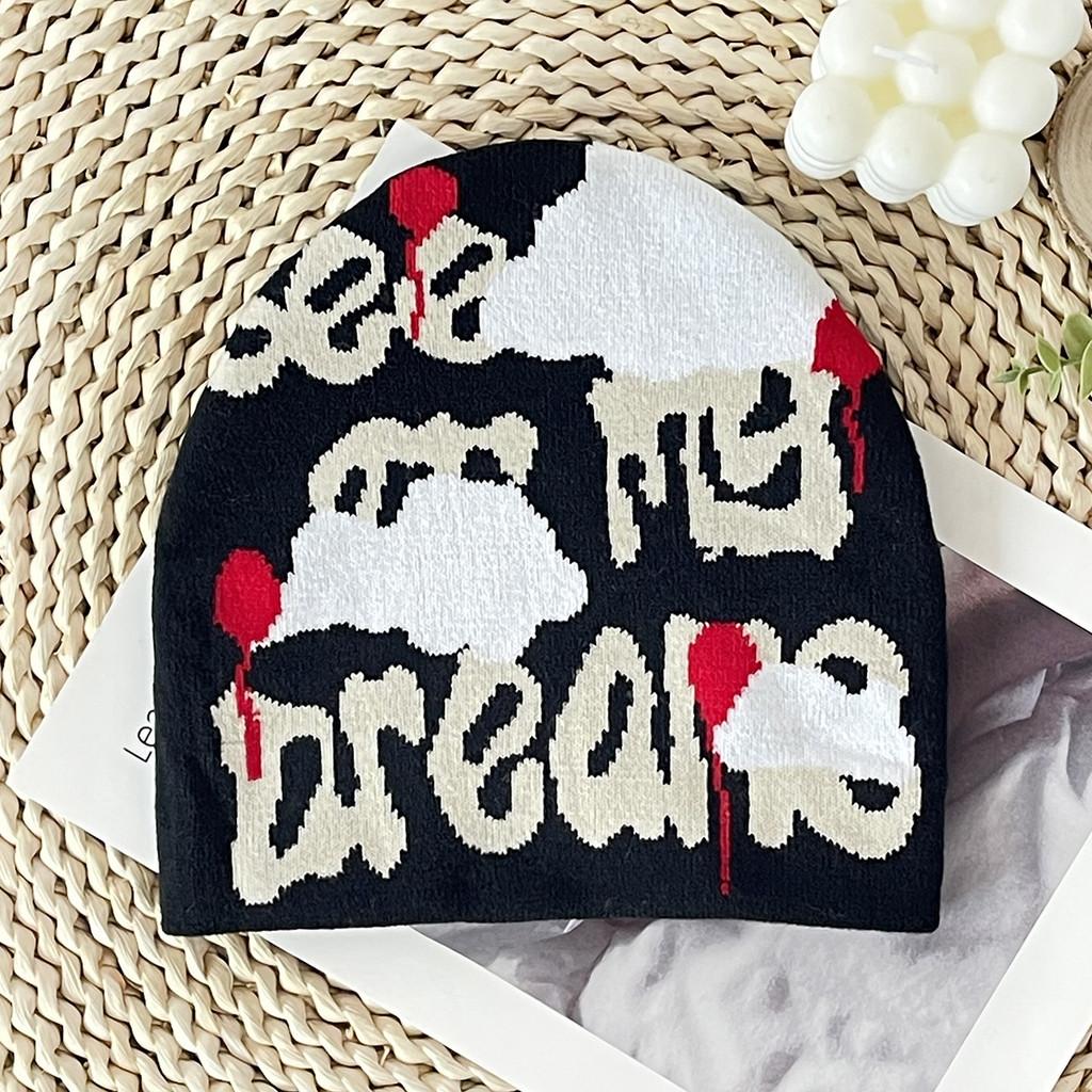 Knitted Hat With Cloud Pattern For Autumn Winter Outdoor Warmth And Casual Style