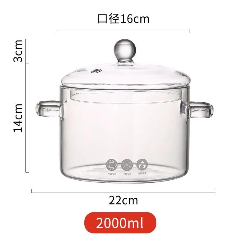 High Borosilicate Glass Saucepan for Cooking, Clear Cooking Pot, Gas Open Fire, High Temperature Resistant, Cookware, New, House