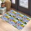 Blau Weiß Muster Teppichmatte - Symmetrisches Design Mediterran Geometrisch Vintage Traditionell Dekorativ Heimdekoration Teppich