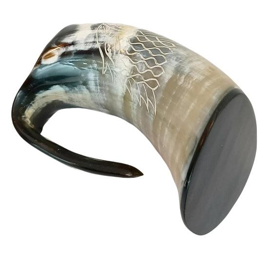 Nautral Horn Mug Set of 4, with Wolf Stamp, Viking Drinkware for PUBG, Hiking Lover, Natural So Can Be Used In Plastic Prohibited Areas.