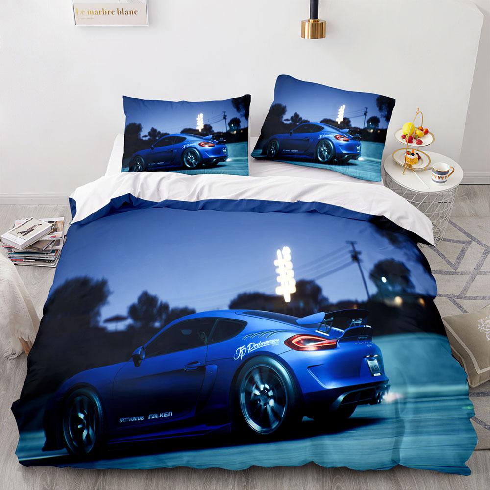 Sports Car Duvet Cover Sets Full Size,3 Piece Race Car Bedding Sets With Pillowcases For Teens Boys 2/3pcs Polyester Quilt Cover