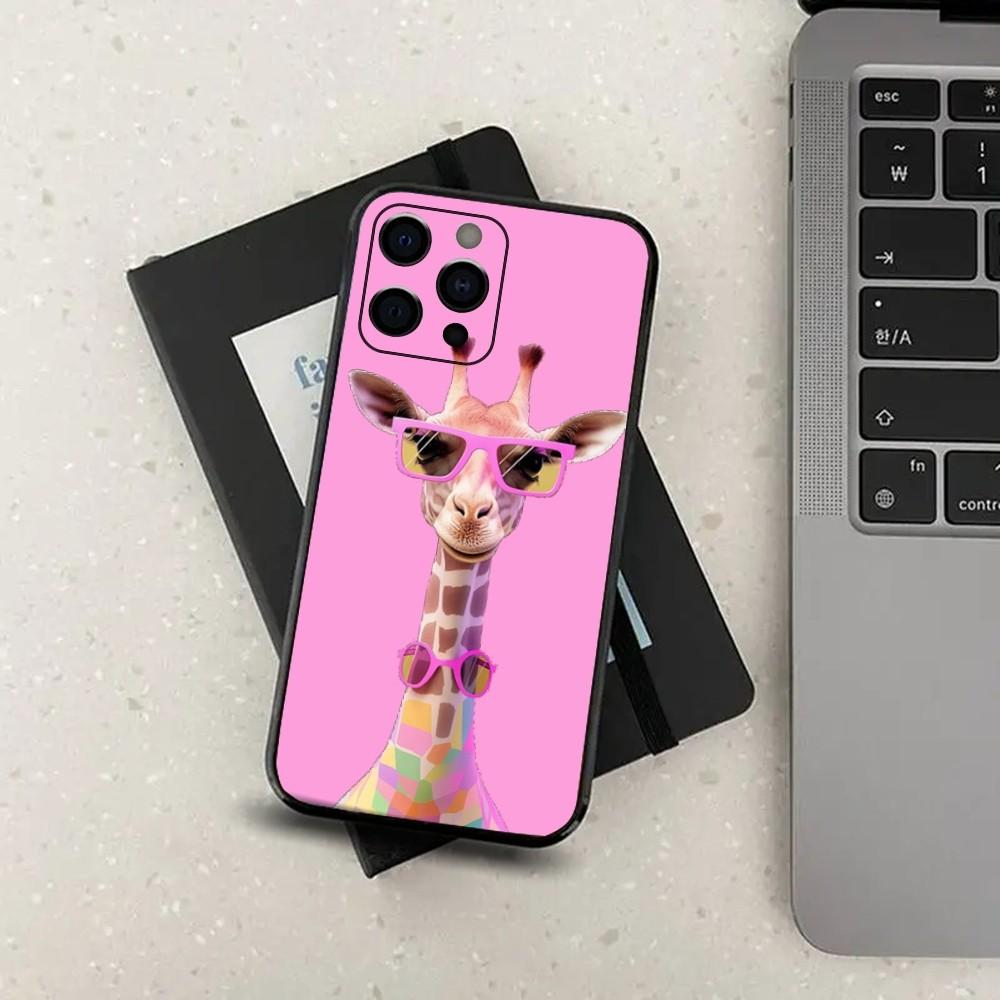 Giraffe Animal Funny Phone Case For Apple iPhone 15,14,13,12,11,Pro,X,XS,Max,XR,Plus,Mini Soft Black Cover