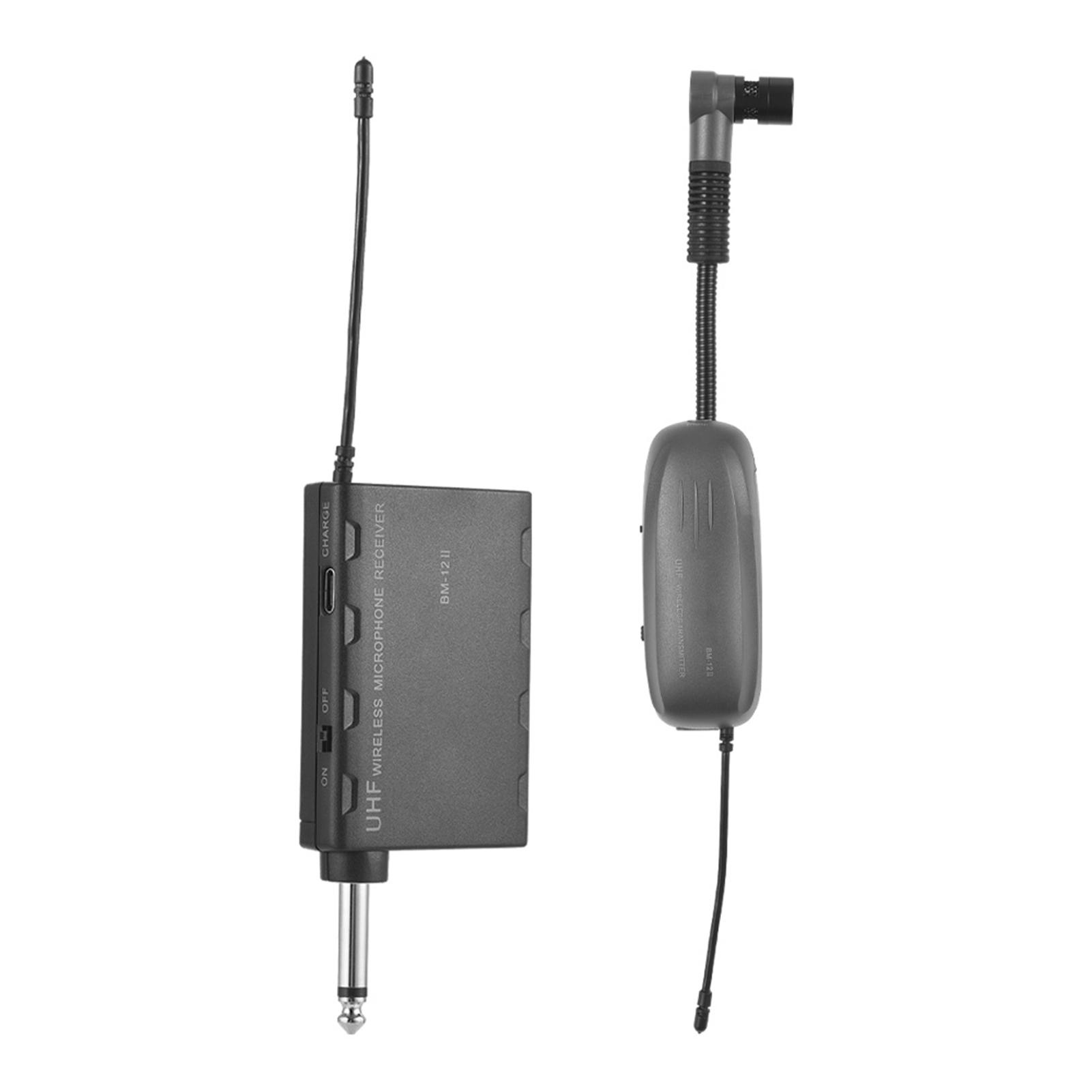 

Baomic BM 12 V2 Професійна UHF Бездротова Інструментальна Мікрофонна Система Приймач і Передавач 16 Каналів для Саксофона чорний