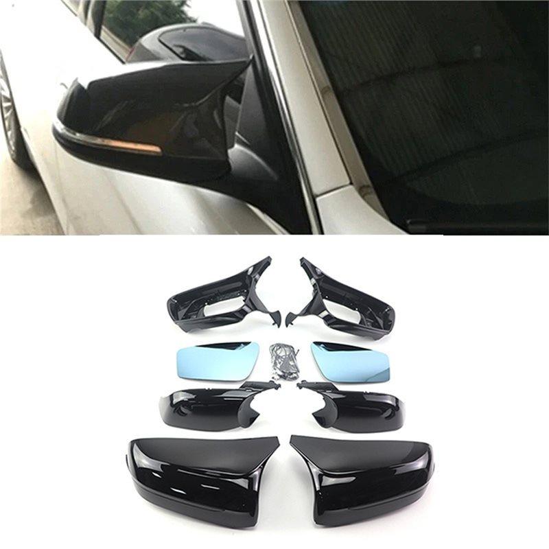 W/Lamp Side Mirror Cover Caps In Glossy Black Style For BMW 5 Series 6 Series 7 Series F10 F11 F07 F06 F12 F13 F01 F02 F03 F04