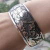 Women Vintage Ethnic Style Open Jewelry Tibetan Silver Bangle Wide Cuff Bracelet