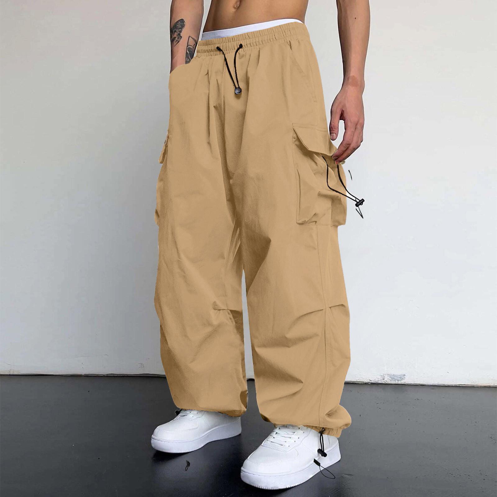 

Мужская рабочая одежда, спортивные штаны, повседневные спортивные штаны с высокой талией и парашютом, мужские спортивные штаны, повседневные брюки, повседневная одежда S хаки