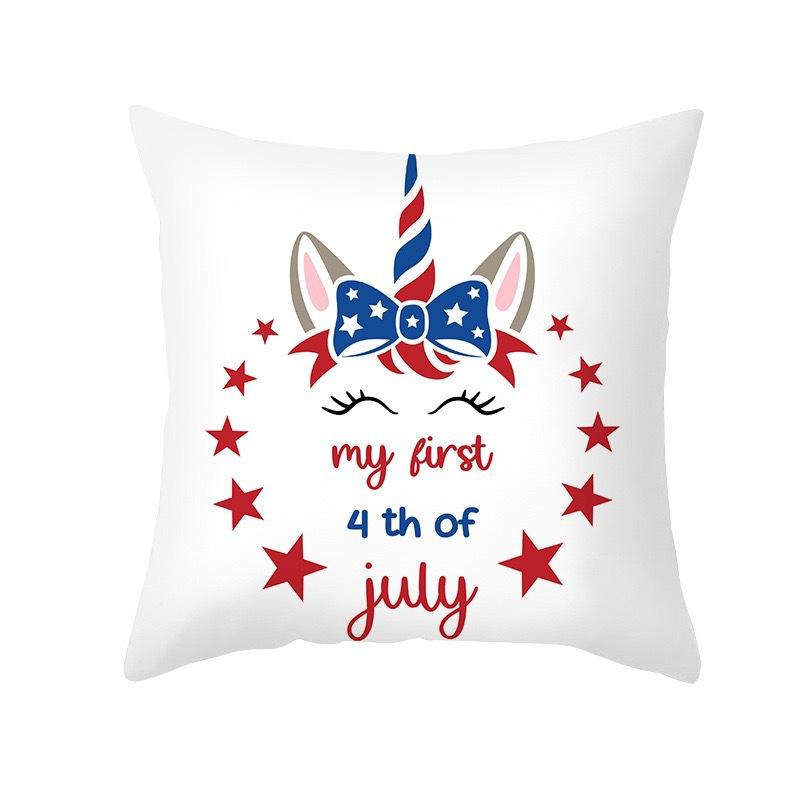 New American Independence Day Pillowcase, Simple Peach Skin Velvet Printed Cushion Cover, Sofa Pillow Cover
