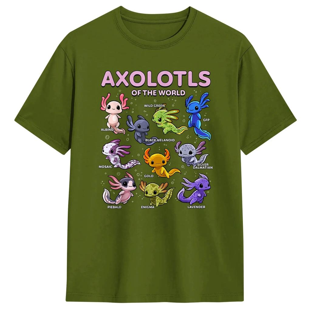 T-shirt da uomo Axolotl Kawaii Axolotl del Mondo Animali Axolotl Magliette in Cotone Manica Corta T-shirt Girocollo Abbigliamento