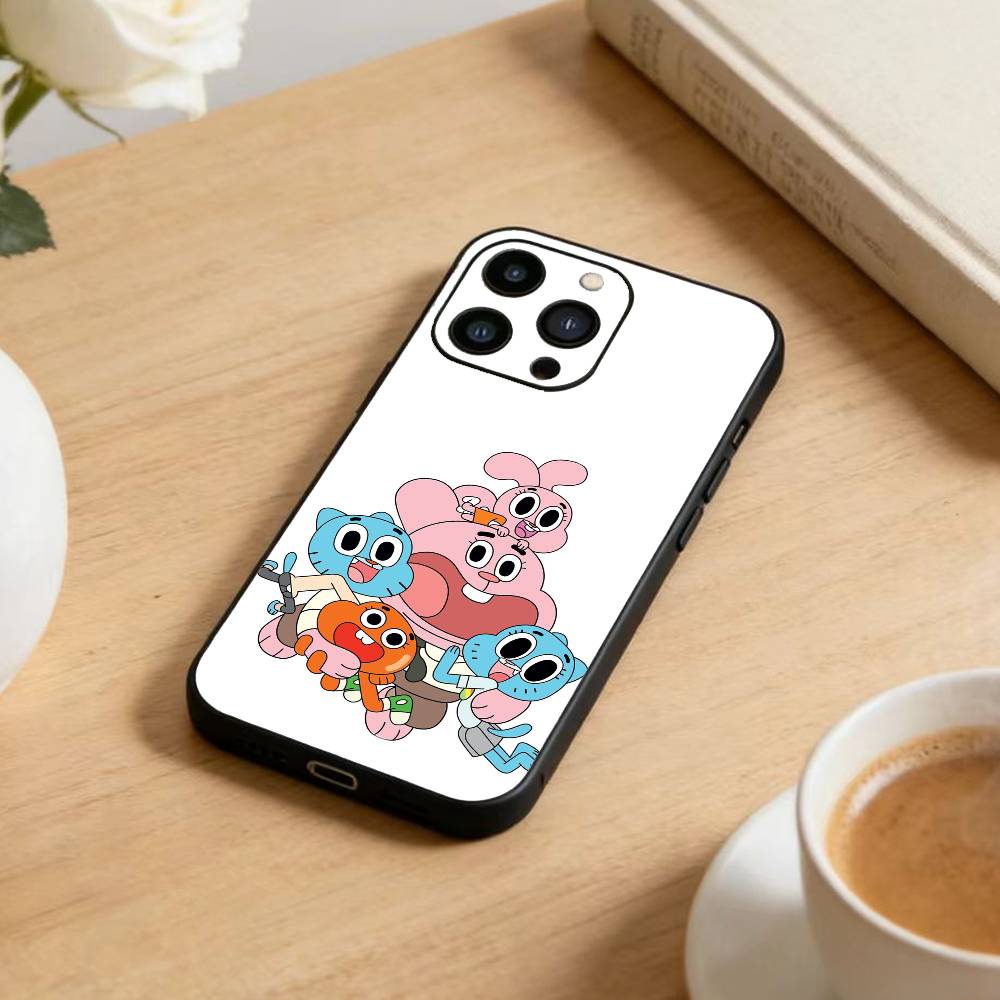 S-Gumball and Darwin Phone Case For iPhone 17 16 15 14 13 12 Max Plus Silicone Black Cover iPhone14Plus