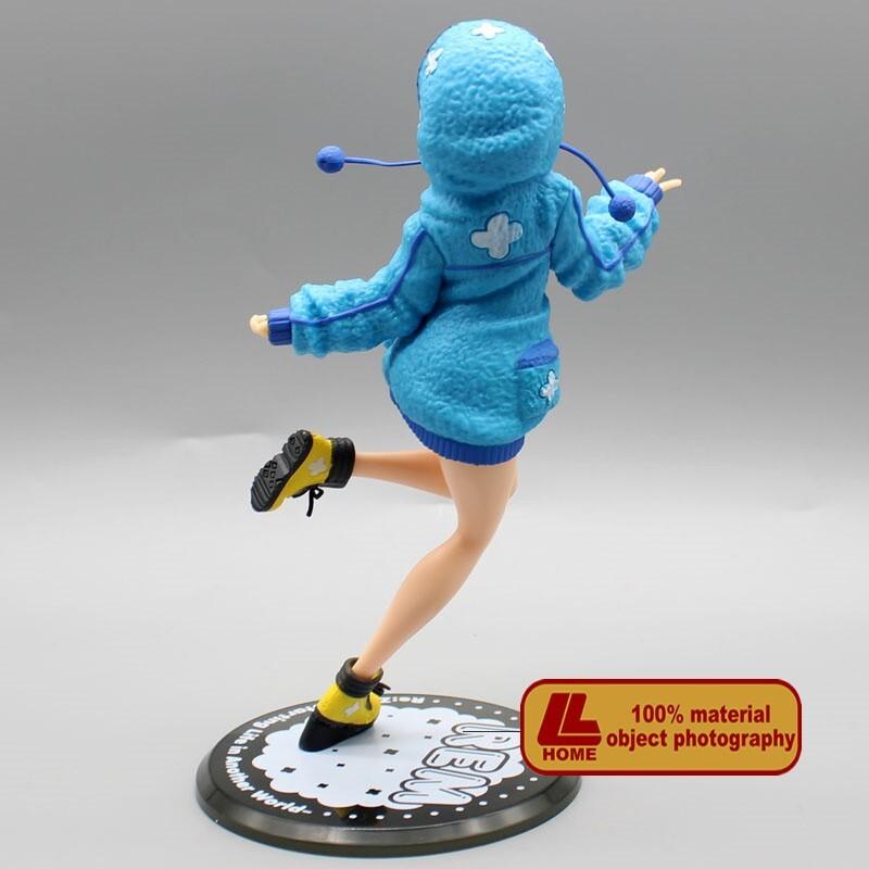 Anime Re Life In a Different World Rem Blue Hooded Clothes PVC Figure Toy Gift