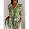 Fashionable Women's Floral Print Long-Sleeve Shirt Loose Fit Comfortable Breathable Long-Sleeve Shirt Casual Everyday Shirt