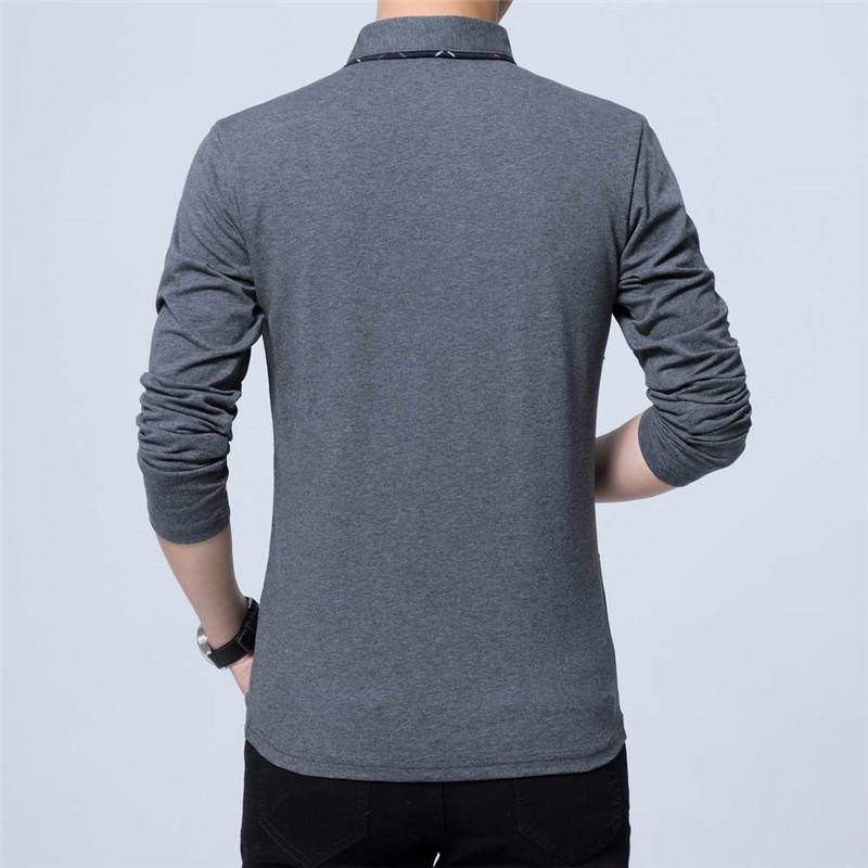 Men's Large Size Long-Sleeve Lapel T-Shirt - Spring/Autumn Loose Fit