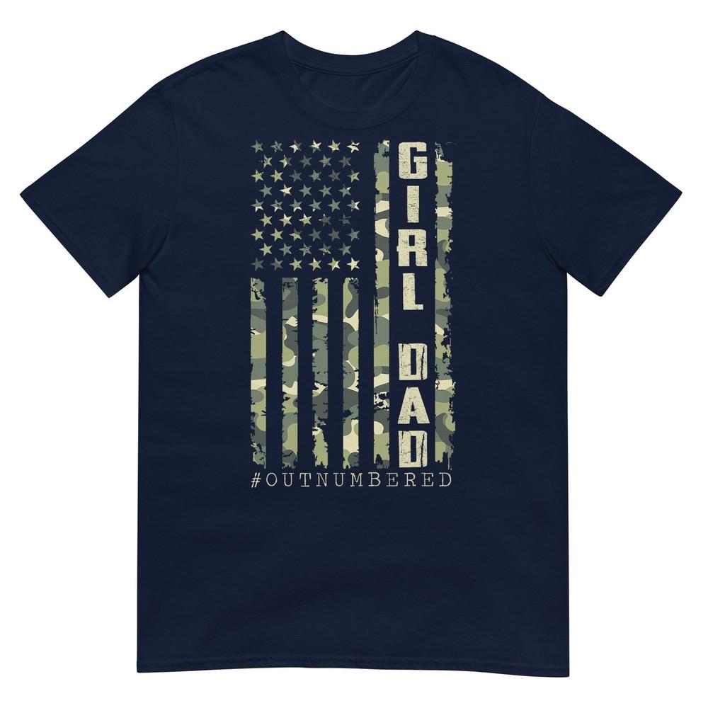 Dad Of Girl Camo American Flag Fathers Day Military Daddy Tshirt S