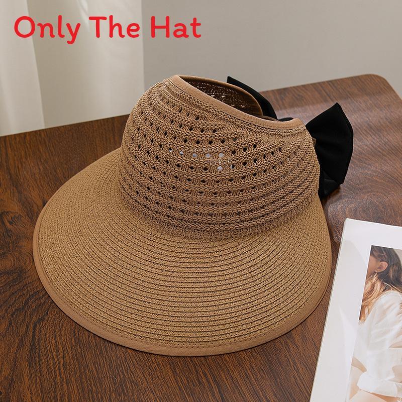 Fashionable Straw Sun Hat With Large Brim And Breathable Material For Casual Summer Wear