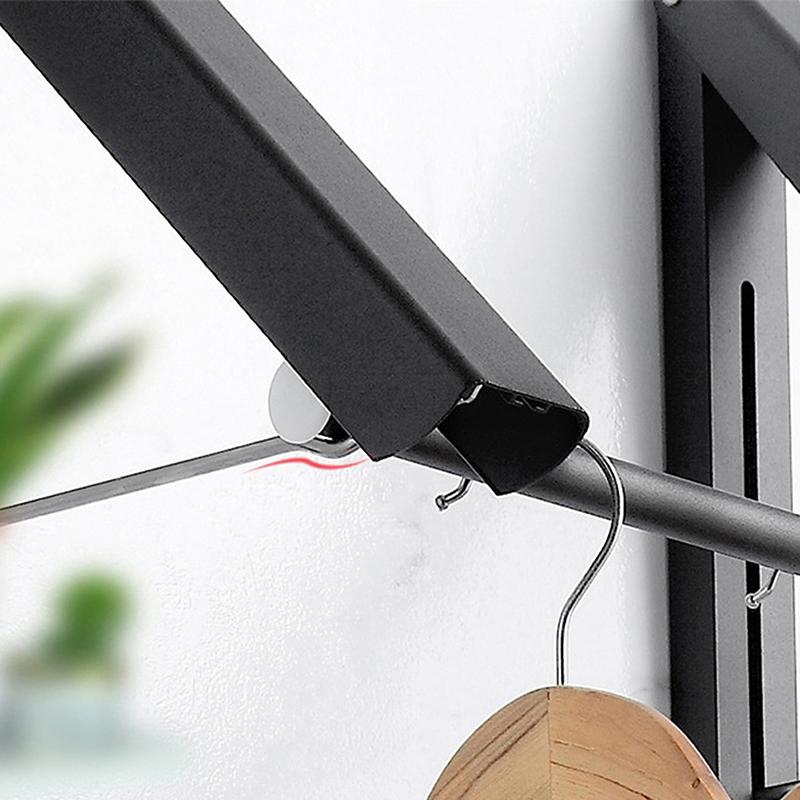 Wall Mount Folding Clothes Drying Rack Space Saving Collapsible Garment Hanging Bar for Balcony Laundry Room Bathroom