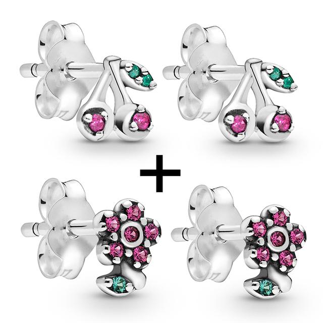 2 Paare/los Silber Überzogene Kristall Stern & Mond Blume Stud Ohrringe Für Frauen Frau Kubikzircon Weiblichen Ohrringe Bijoux Hochzeit geschenk