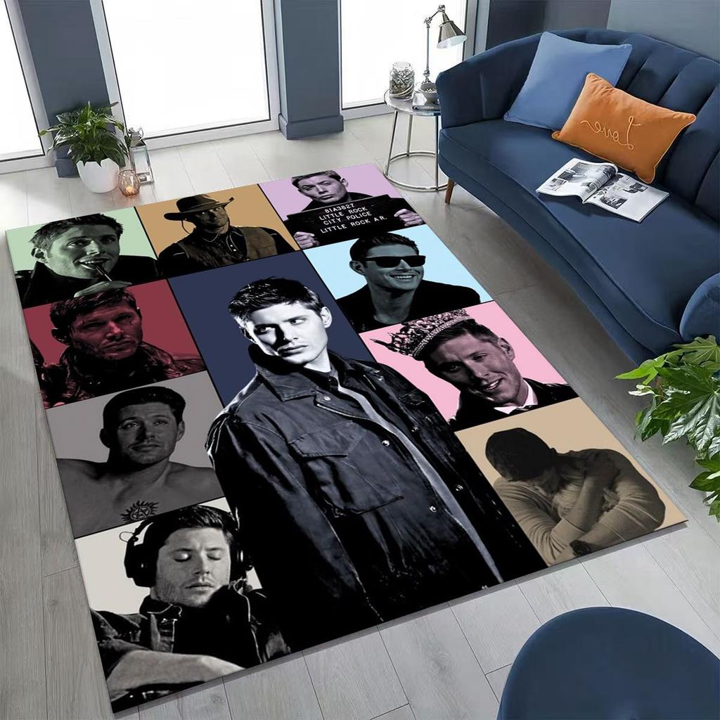 Tapete SPN Supernatural Dean Sam Winchester Castiel para Quarto Sala Sofá Casa Capacho Decoração, Tapete de Chão Grande Antiderrapante para Crianças