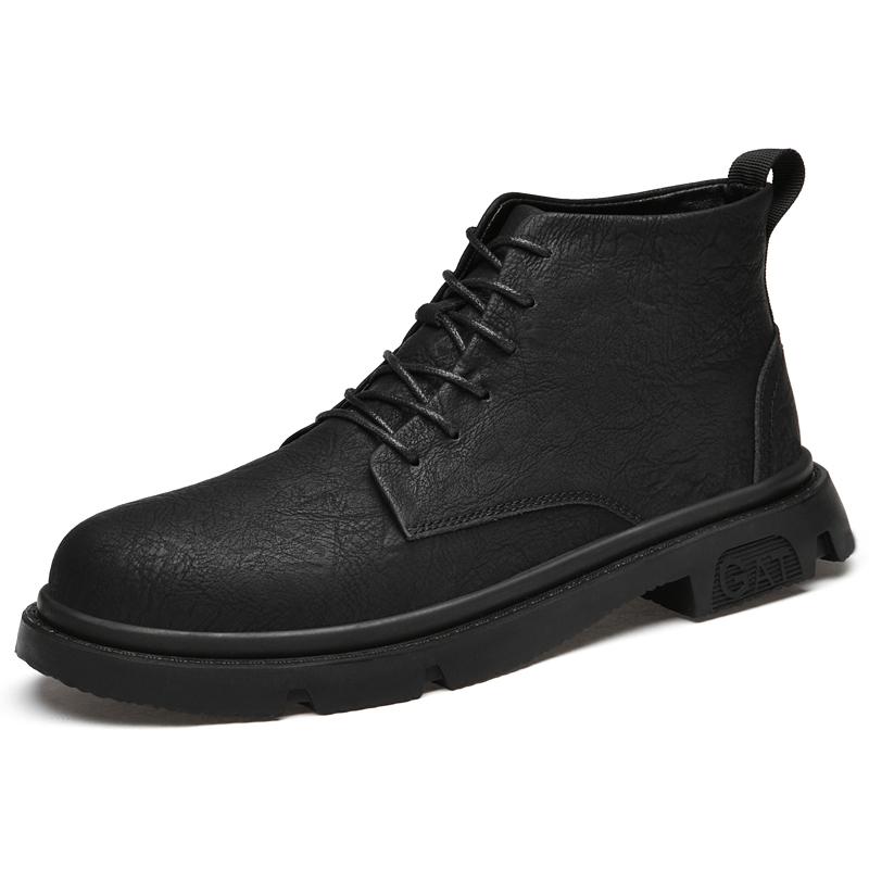 Winter Hot Selling Men's Leather Casual Shoes Thick Soled British Style Outdoor Workwear Shoes Men's Business Short Boots