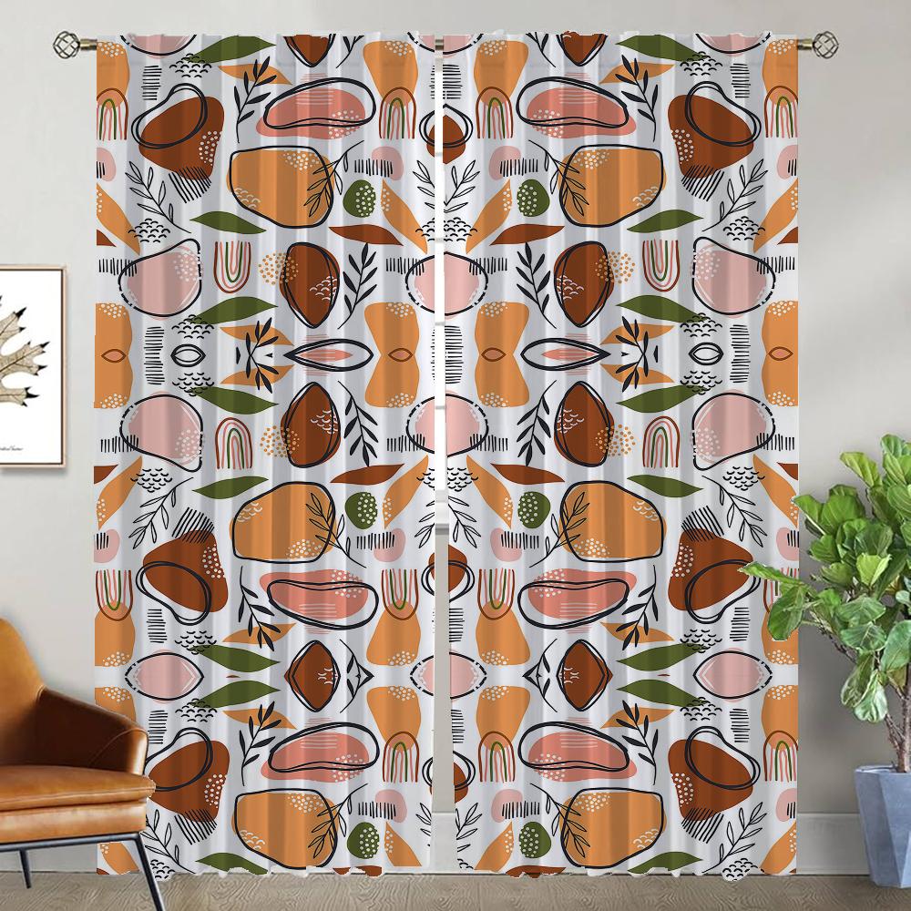 Art Pattern Curtains for Bedroom Partition Elegant Room Curtains 2 Pieces Halloween Decoration Shades Blackout Curtain Living