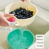 Round Fruit Drainer Basket Set Double Layer Washing Bowl Vegetable Washing Basin  Kitchen Tool