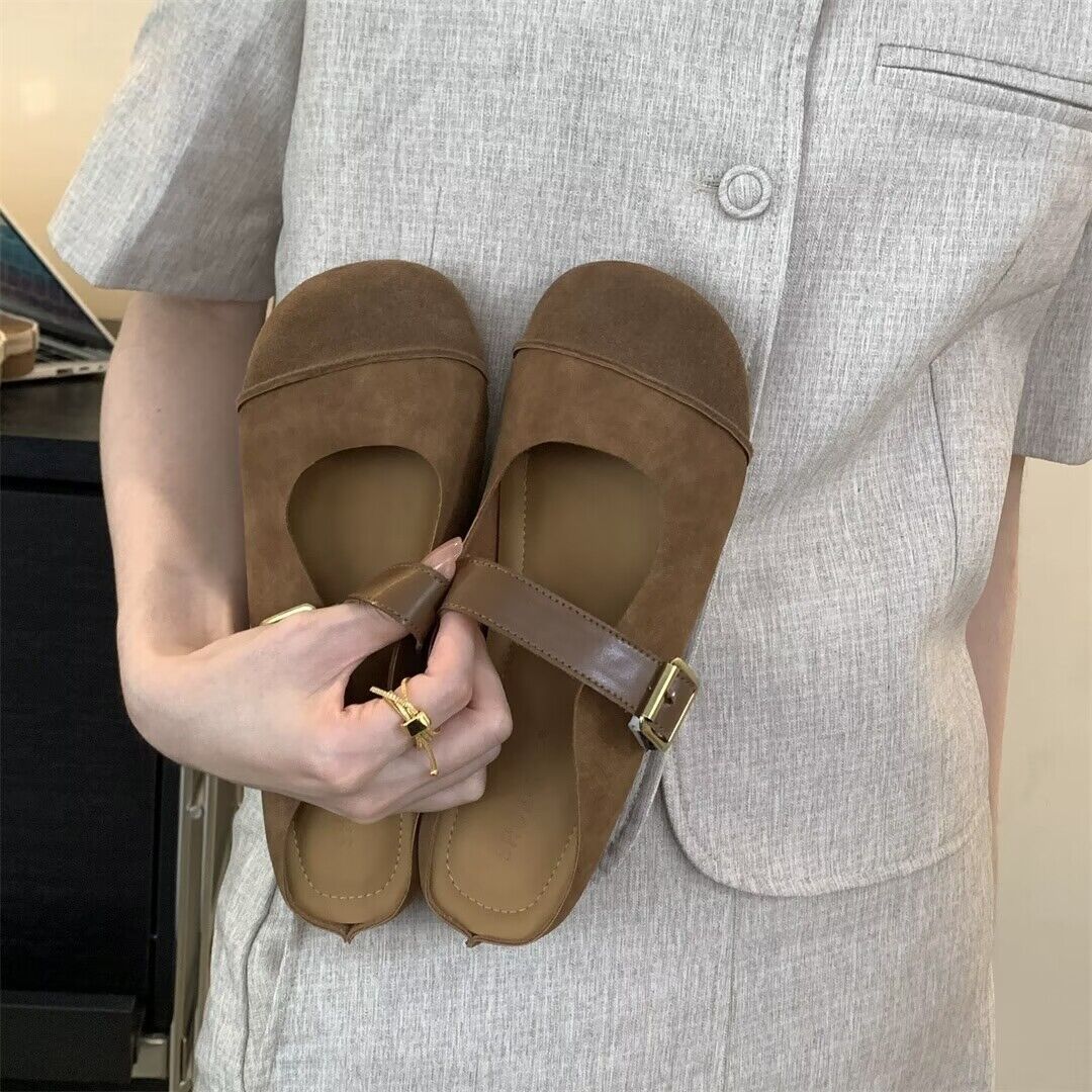 

Wearing Mary Jane cool slippers retro women s bag head flat shoes lazy lady pedal summer new half drag 40 коричневий