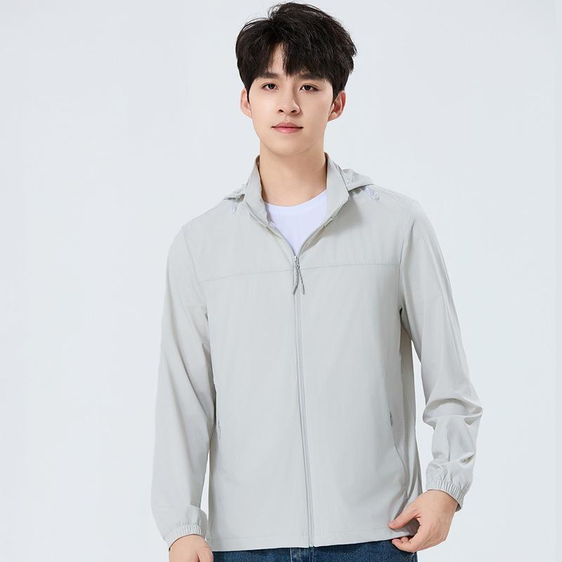 1011 popular couple summer sunscreen clothes men's elastic breathable skin clothes women's sports and leisure removable hat thin jacket