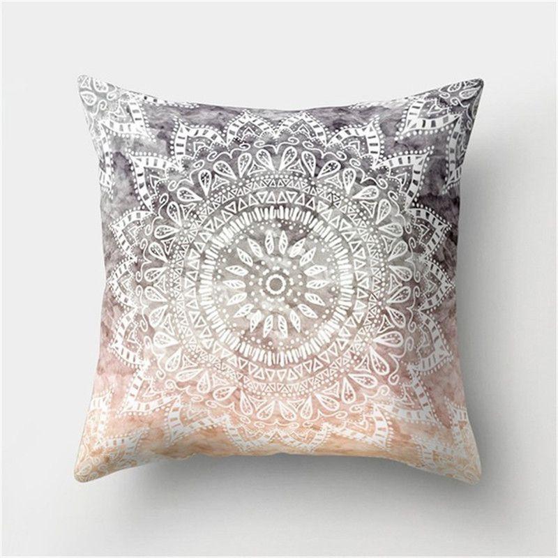 Luxurious Boho Mandala Flower Square Pillow Case Enhances Any Home Or Car Decor