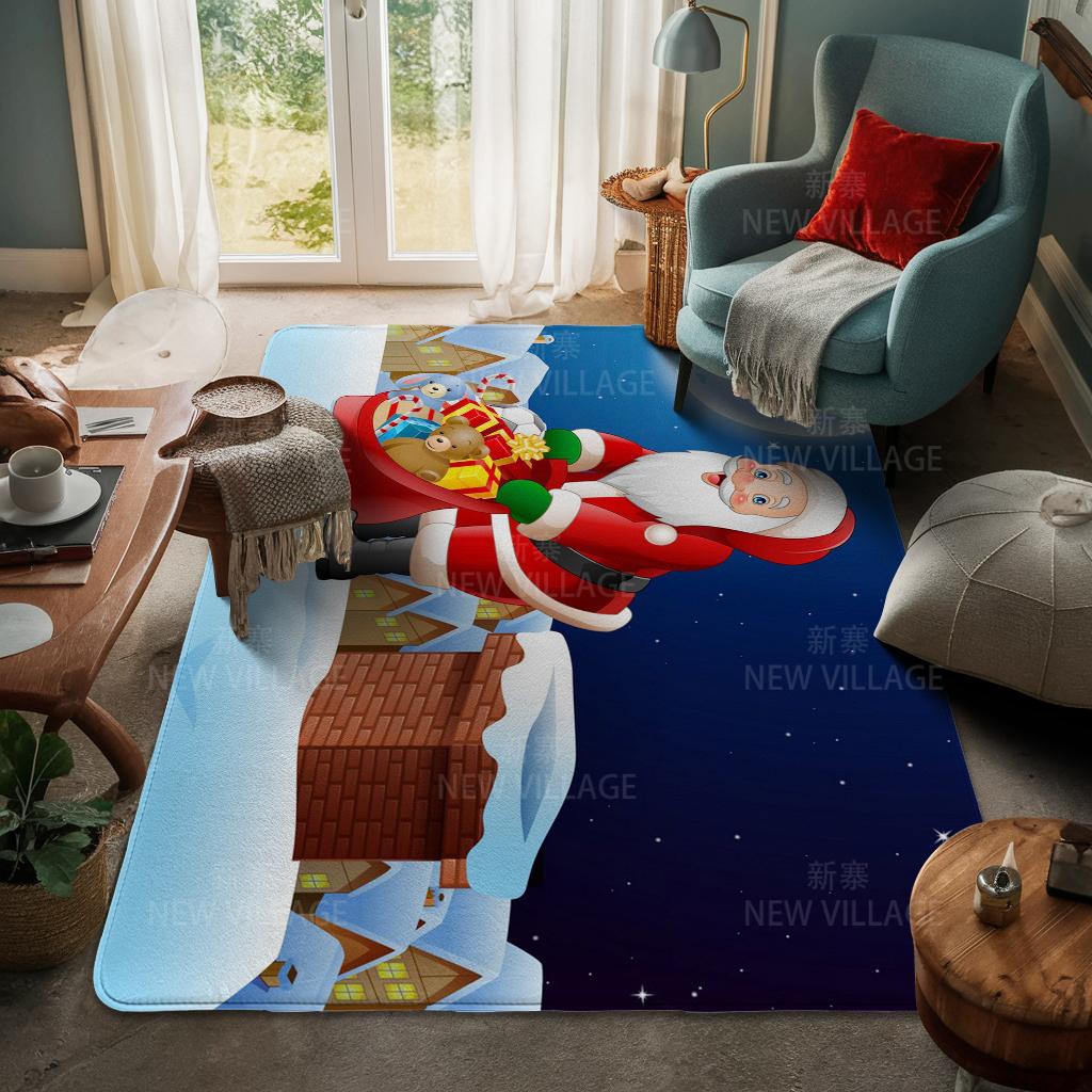 House Entrance Carpet Home Door Mat Living Room Bath Foot Bathroom Non-slip Water Absorption Rugs Bath Merry Christmas Winter