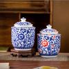 Blue and White Porcelain Tea Canister Ceramic Candy Airtight Jar Household Storage Jar for Nut Coffee Beans Herbs and Seasonings