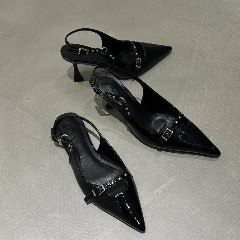 Fashion Pointed Toe Women Sandals Summer Mid Heels Fashion Shoes Dress Elegant Woman Pumps 2025 Trend Heeled Shoes Sexy Mujer Zapatos