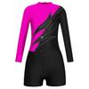 Kids Girls Stylish Clothing Set for Skating Training Wear Outfits Long Sleeve Contrast Color Leotards and Shorts