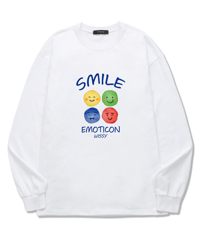 Wissi Smile Emoticon Long Sleeve T-Shirt (Wls007) White