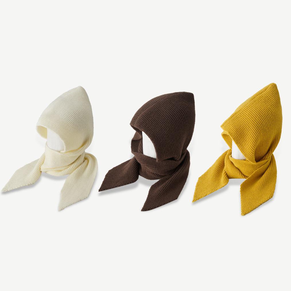 Japanese & Korean Style Layered Hat-Scarf-Shawl: Cozy Knitted Collar for Women's Winter Wear