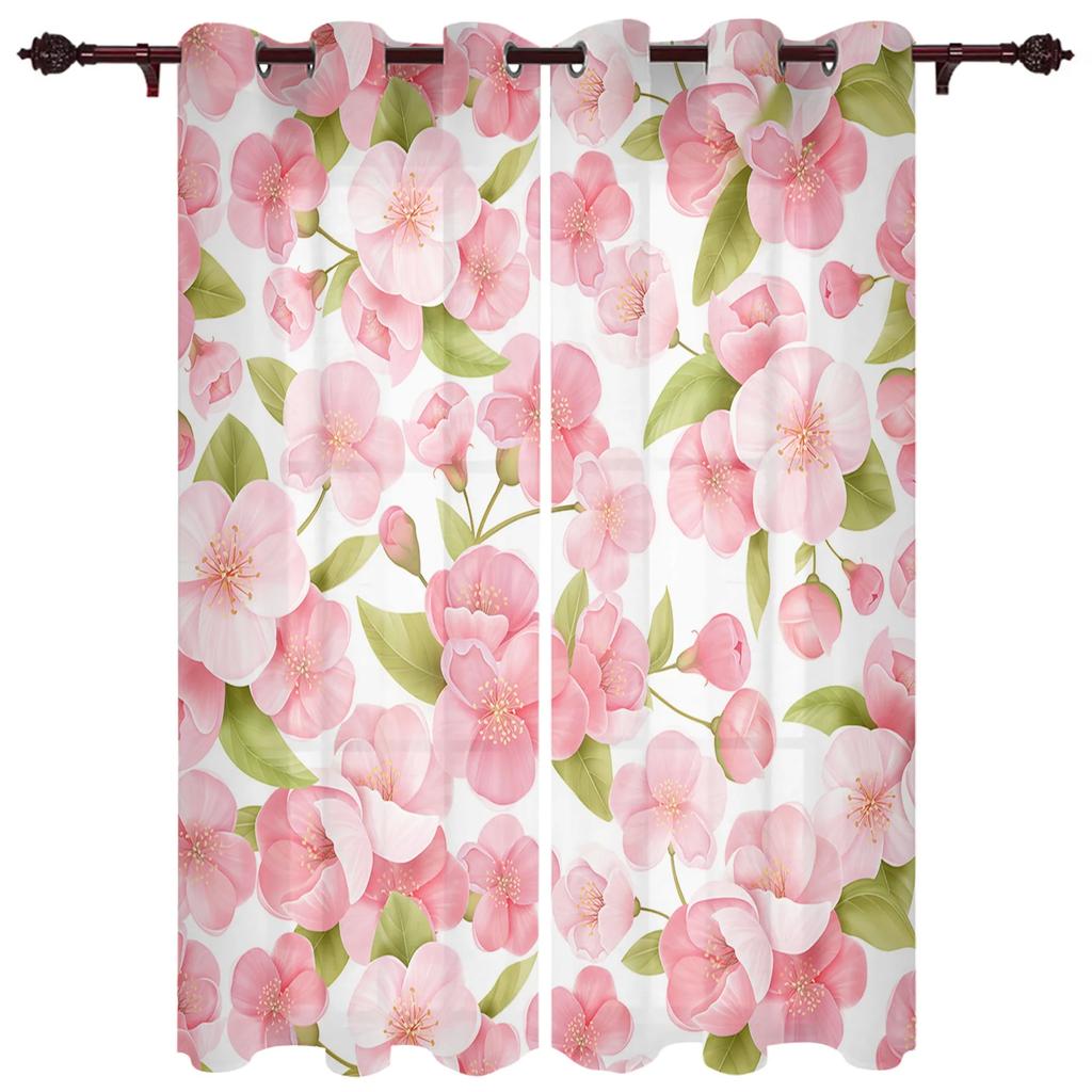 Pink Peach Blossom Flower Curtains for Bedroom Living Room Drapes Kitchen Children's Room Window Curtain Modern Home Decor