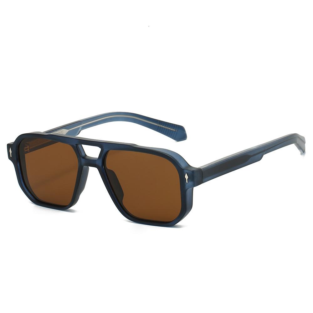 Cross Border Popular Pilot Style Sunglasses Double Beam Frosted Texture Large Frame Imitation Board Plug-in Glasses