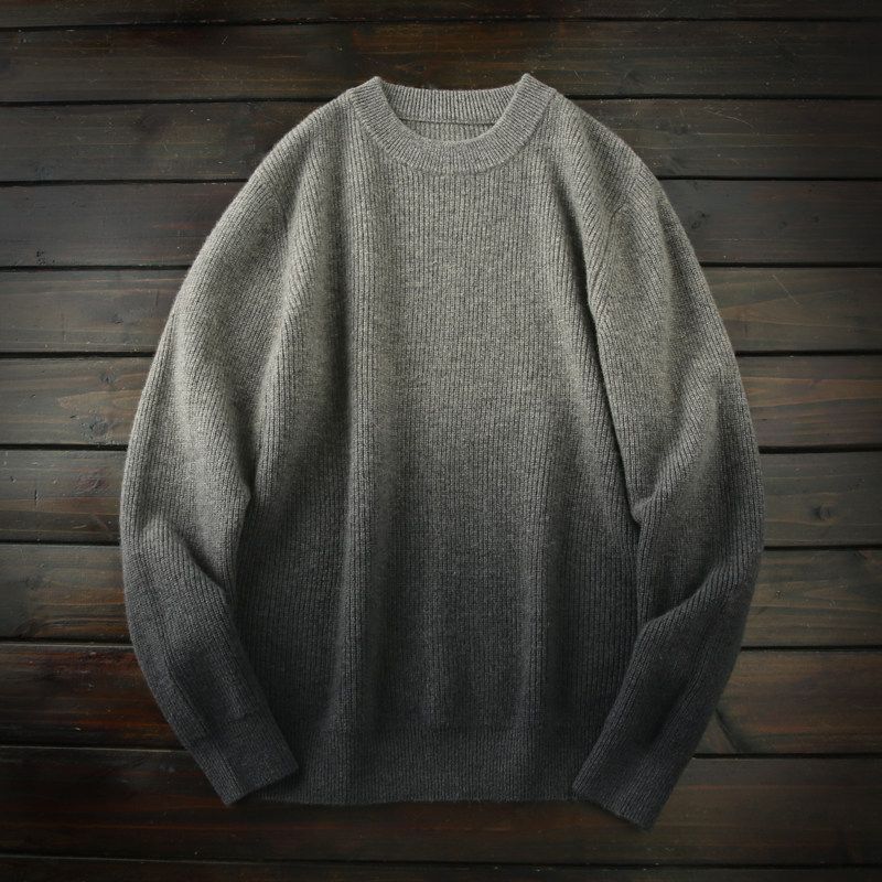 Heavy 450G! 100 100% Wool! Italian Order Winter Men's Knit Thickened Sweater Outerwear Trendy