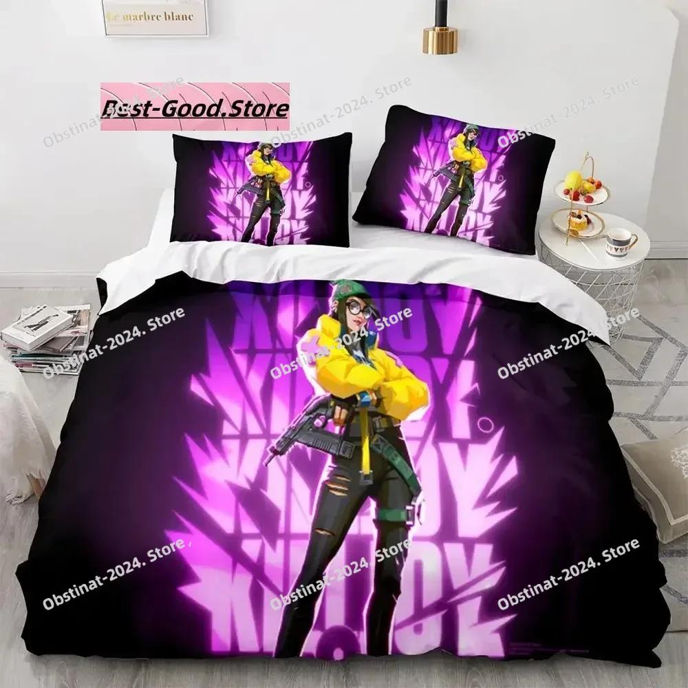 Gaming Valorant Beding Set Single Twin Ful Quen King-Sized Dimensionsd Dimensions Bed Linen Set Aldult Kid Bedrom Duvetcover Sets 3D Print Anime 039