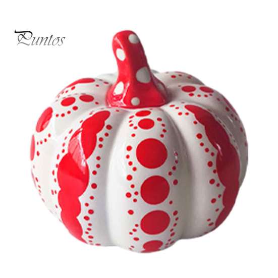 Rot-Weiß gepunktete Kürbisse Keramische Kürbisskulptur, Moderne Figur, Bauernhaus Sammlerstück Handwerk Geschenke Tischdekoration für Herbst, Halloween,