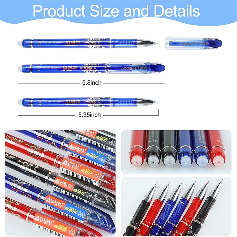 Tip Press Type Erasable Gel Ink Pen 0.5mm Smooth Waterproof Writing Pens Portable Stationery Supplies for Notebook Note Taking