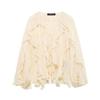 VAYLA Summer Sexy Women's Translucent Ruffles Blouses Fashion V-neck Single Breasted Tierred Causal Tops Beach Style Solid Shirts