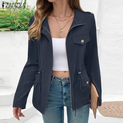 Cardigan Sottile da Donna a Manica Lunga con Zip, Giacche Casual
