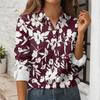 Women's Button Down Prints Shirt Long Sleeve Shirt Business Work Tops Casual With Pockets Jacket