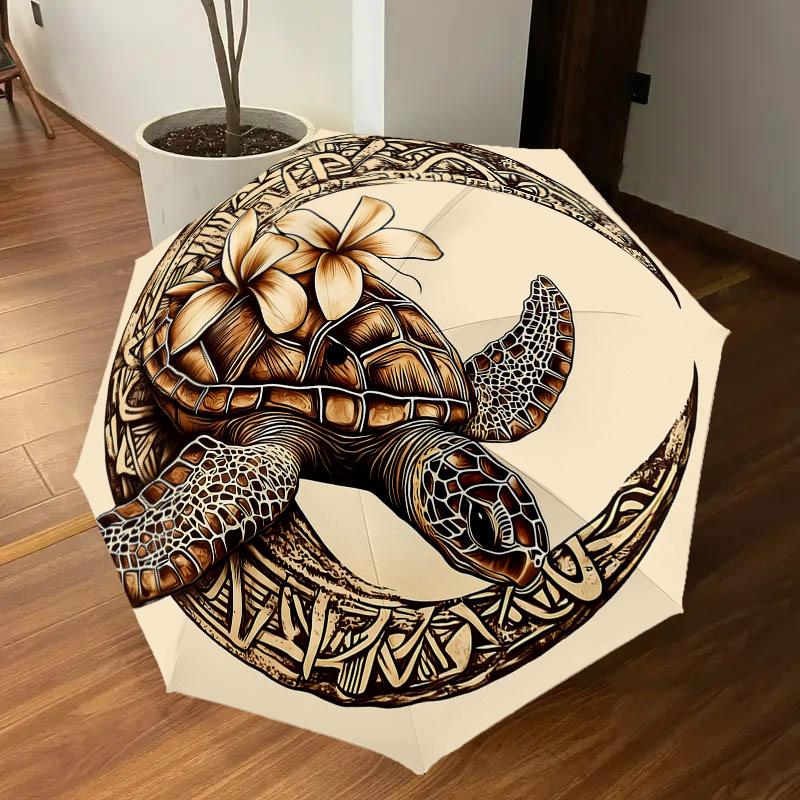 1PC Turtle Moon Umbrella-8-Rib Reinforced, Automatic Open, Lightweight & Durable, Fashion Accessory for Outdoor, H0395