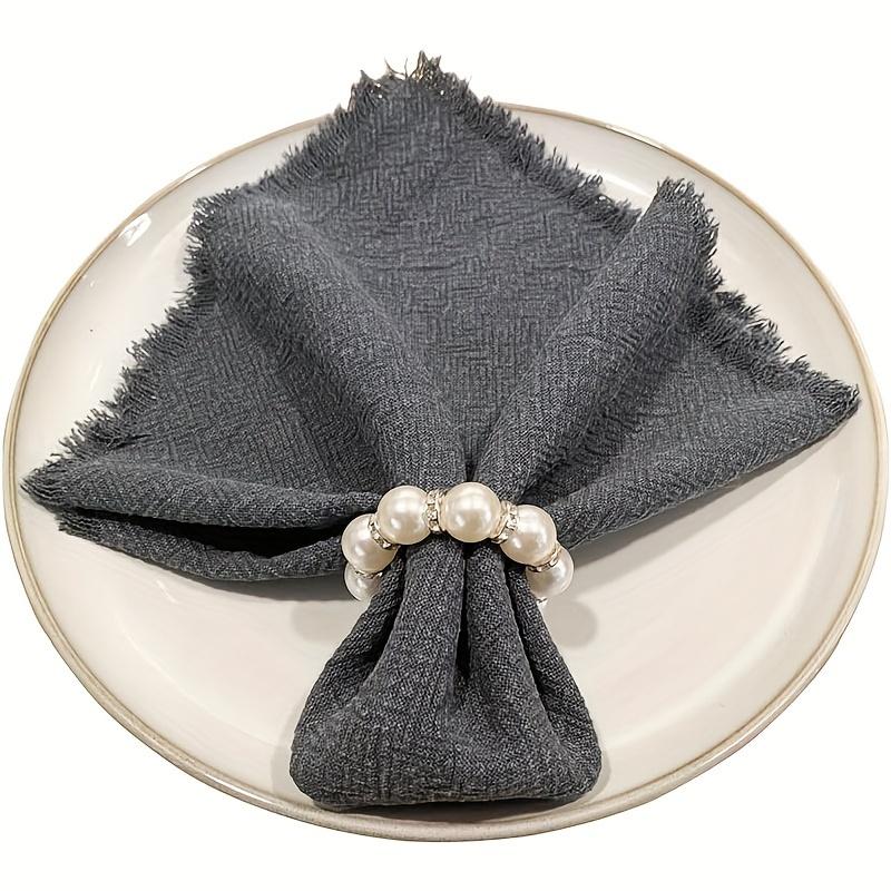4 Pcs Napkin Clasp Banquet Hotel Napkin Clasp Large Pearl Decorative Ring Holiday Napkin Ring