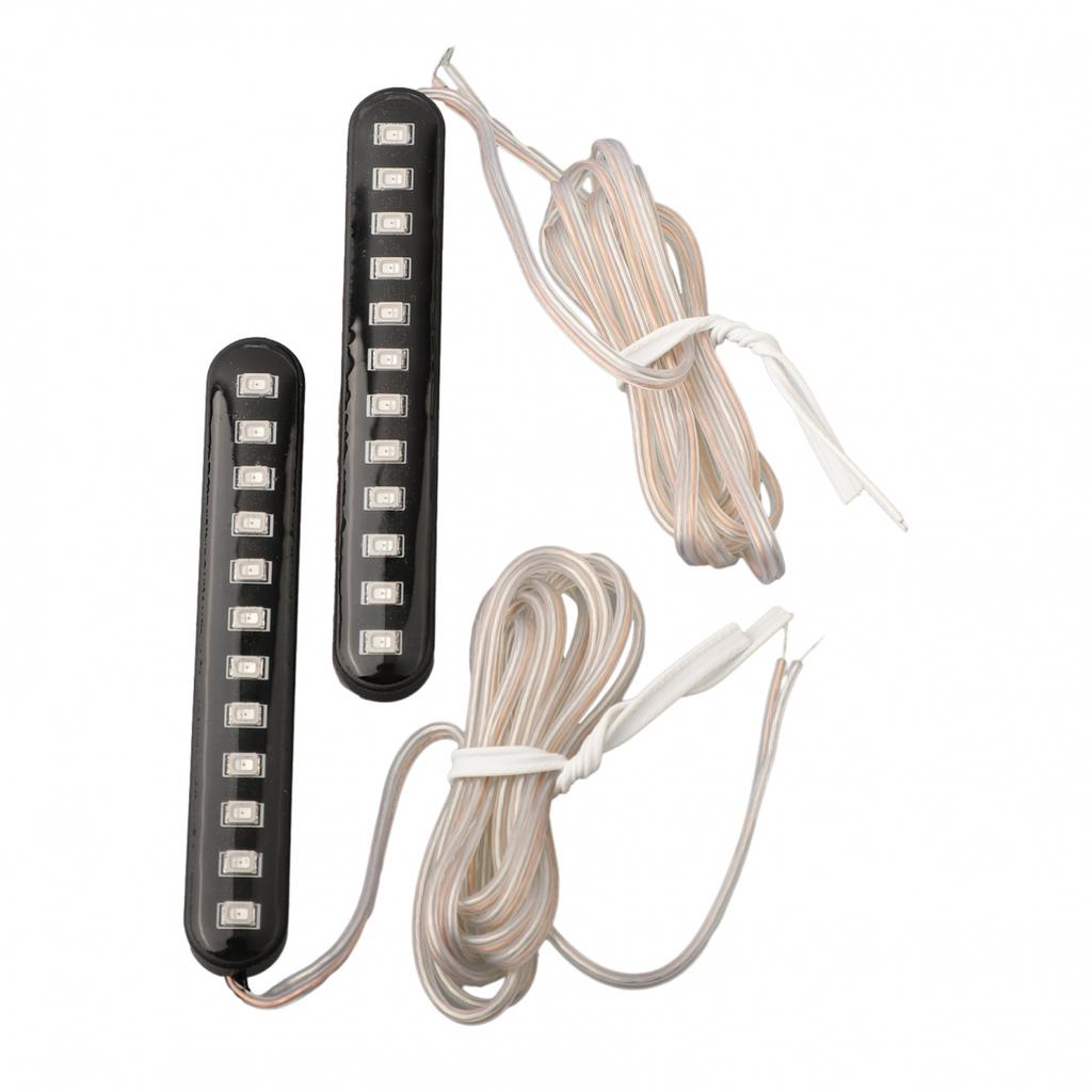 2X 12V Sequential Flowing Motorcycle 12 LED Mini Strips Turn Signal Light Amber