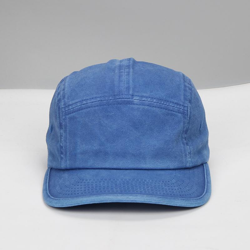 Distressed Washed Five-Panel Cotton Baseball Cap, Large Adjustable Soft Top Sun Hat, Trendy Skate Style.