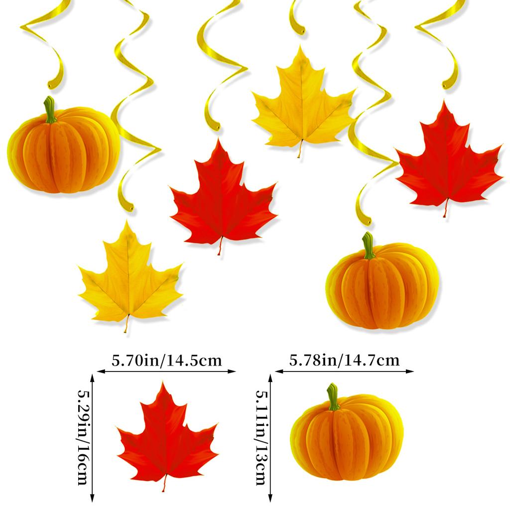 Thanksgiving Party Decoration Vortex Pendant Harvest Festival Maple Leaf Pumpkin Spiral Pendant