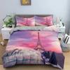 Paris Tower Duvet Cover Famous Buildings In France for Women Men Adults Pink Romantic Bedroom Decoration Polyester Quilt Cover